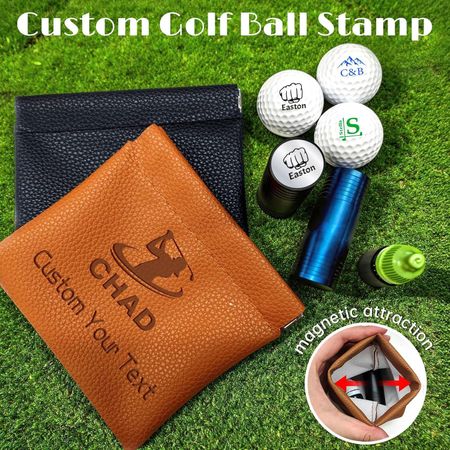Personalized Golf Ball Stamp Kit – Custom Marker with Premium Leather Pouch