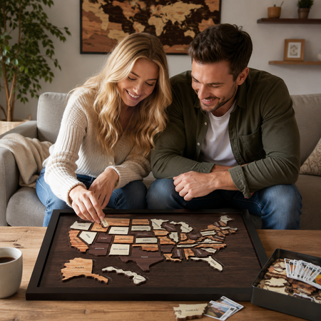 Wooden USA Travel Map Puzzle🧩A Stylish Way to Track Your Journey