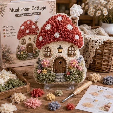 🔥Last Day 49% OFF - ✨Whimsical Village 3D Fabric Poke Art Kit