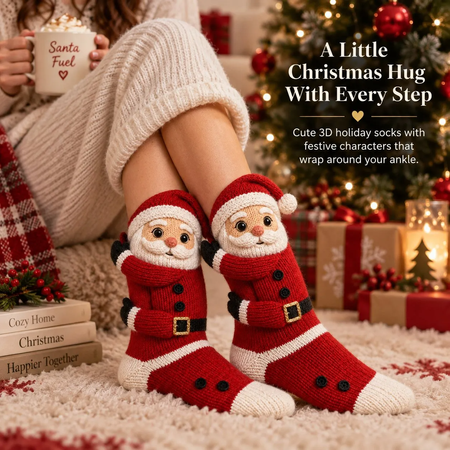 🎄Early Christmas Promtion 49% OFF🎄3D Hugging Christmas Socks – Cute Knit Holiday Socks