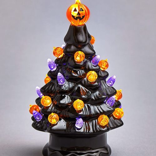 Black Haunted Halloween Ceramic Tree