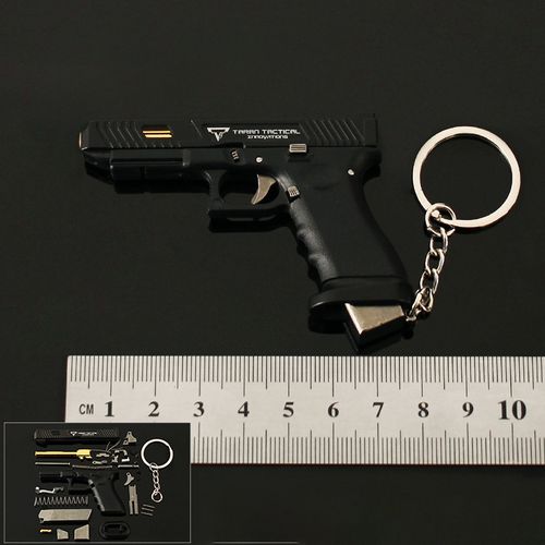 1:3 Alloy Pistol Model Metal Keychain Can Eject Shells