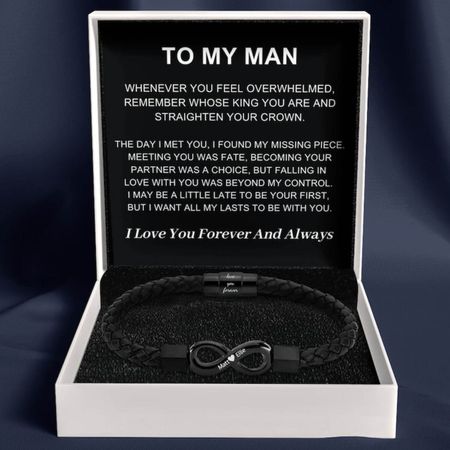 To My Man Love You Forever Infinity Personalized Name Bracelet – Romantic Gift for Him