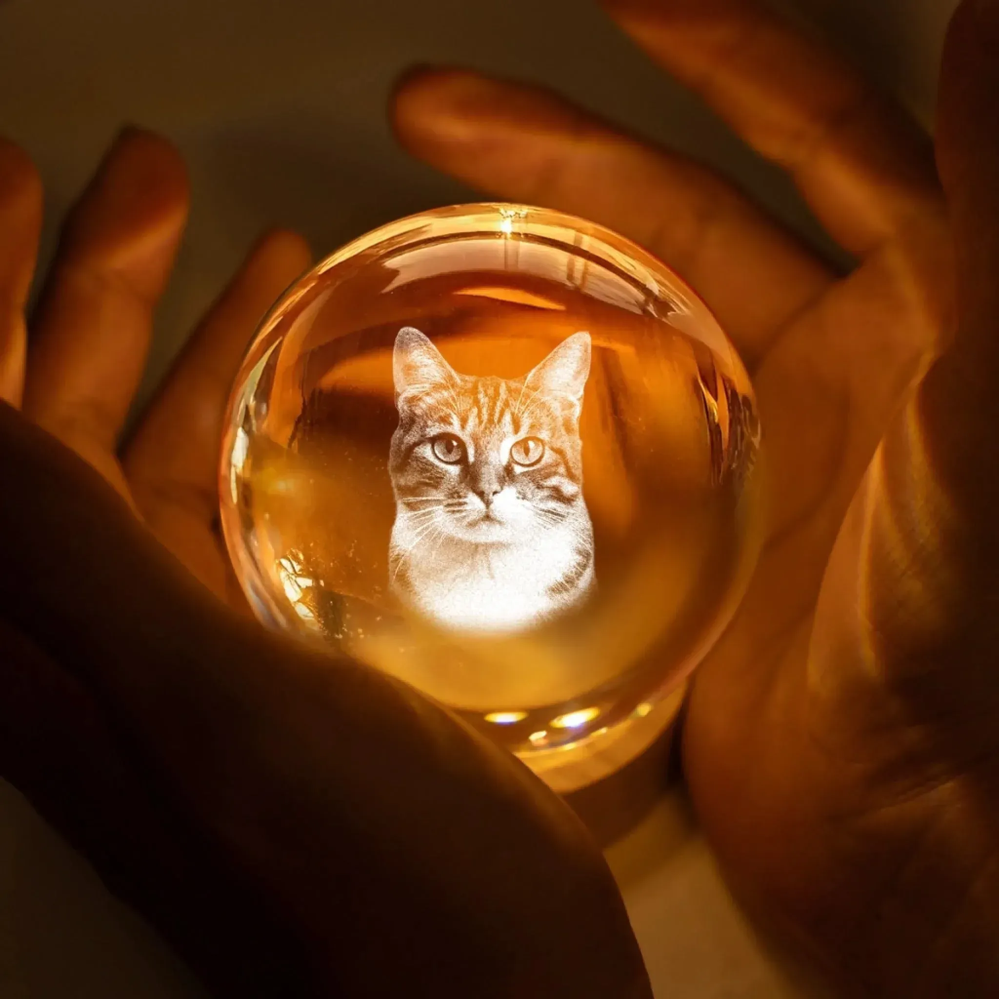Personalized Pet Photo Crystal Ball Lamp – Custom Laser Engraved Keepsake