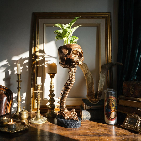 Skull Spine Planter Pot 🖤 | Gothic Resin Plant Decor for Unique Homes