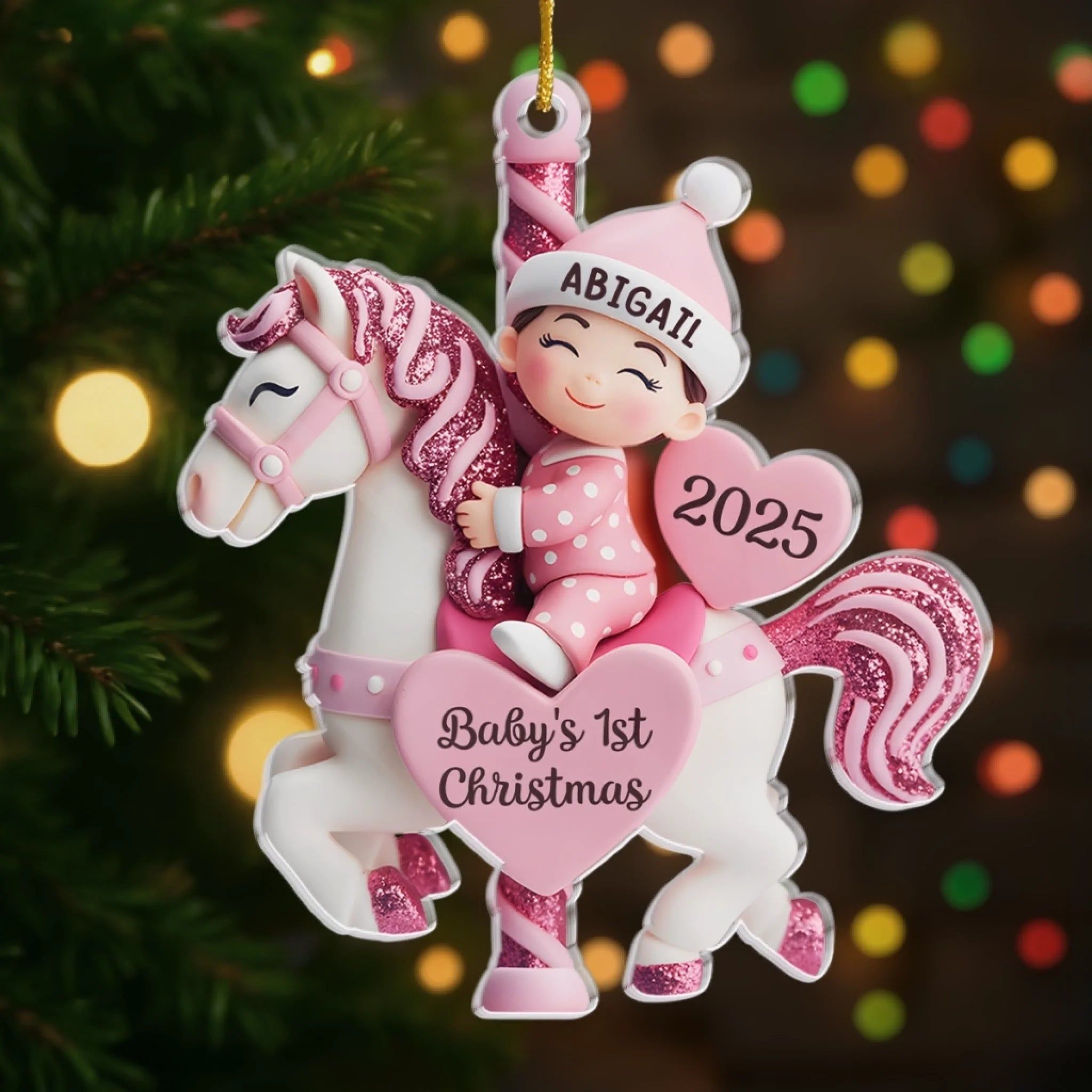 Custom Acrylic Ornament - Personalized Christmas Baby Shower