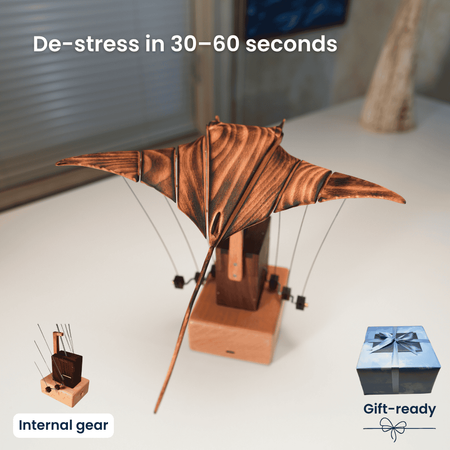 Giftmaga™ Handcrafted Wooden Manta Ray Automaton