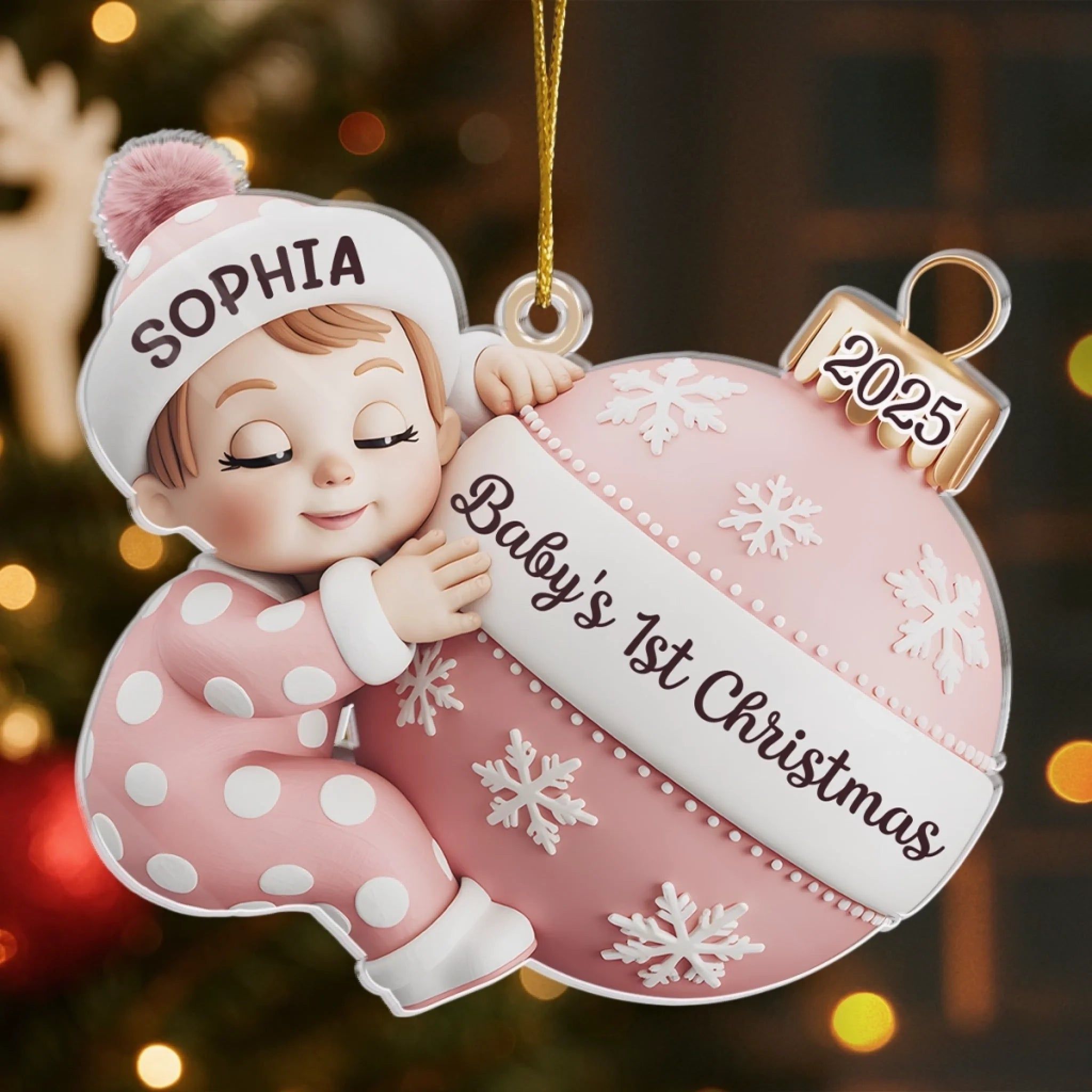 Custom Acrylic Ornament - Personalized Christmas Baby Shower