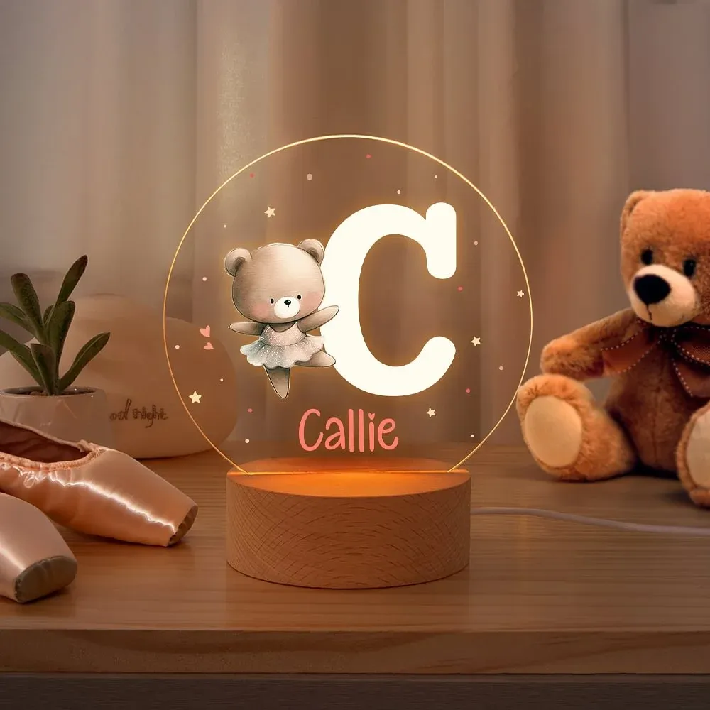 Personalized Cartoon Initial LED Night Light