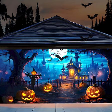 Haunted Castle Halloween Garage Door Banner