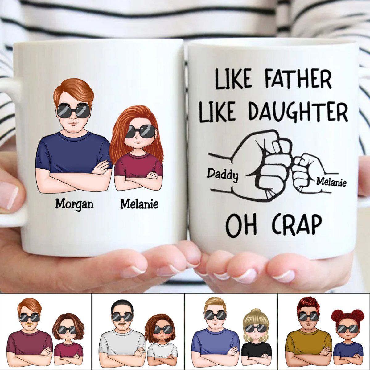 Like Father Like Daughter Fist Bump Handshake - Personalized Mug (TT)