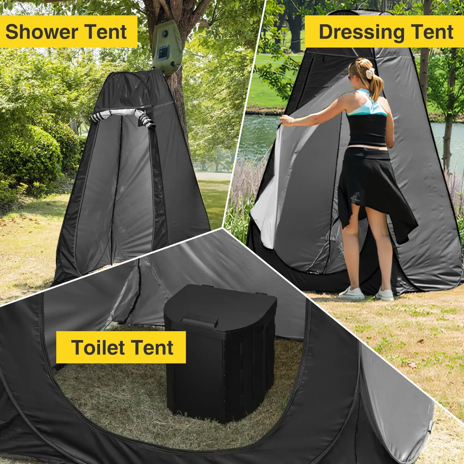 Camping Changing Tent portable toilet Shower Tent with Solar Bag Durable Pop-Up Shower Changing Tent plant watering rv bunk beach picnic fishing potty Outdoor Camping Shower Tent Easy Setup Privacy Tent Changing Room Portable Camp Shower Tents fo