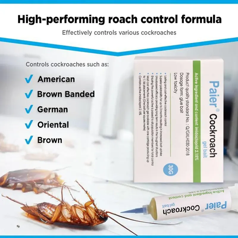 Indoor Cockroach Exterminator, Insect Repellent, 1 tubes x 30g, 1 plungers and 2 tips, German Cockroach Pest Control, Can be used indoors and outdoors, Cockroach Killing Gel for American Cockroaches, German Cockroaches and other major cockroach species