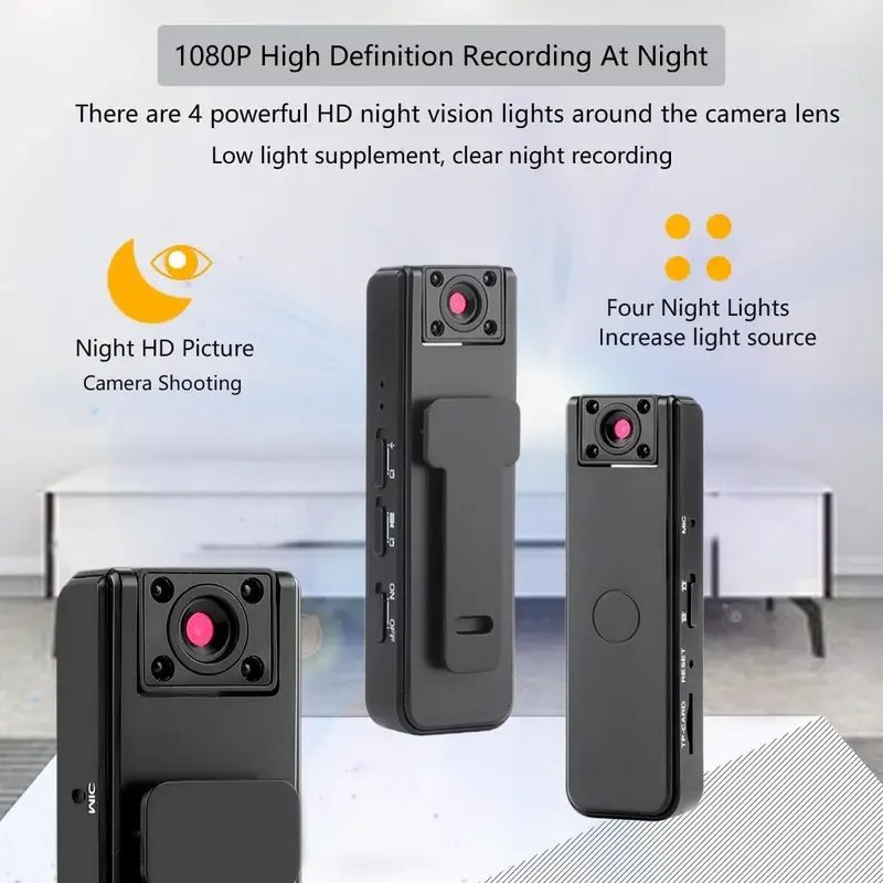 Wireless Vlog Body Camera With 16G SD Card, 1080P Camcorder, Wearable Body Cam with Night-Vision & 180° Rotation Lens, Portable Sport DV Camcorder for Outdoor Sport Skiing Cycling Hiking（No APP）