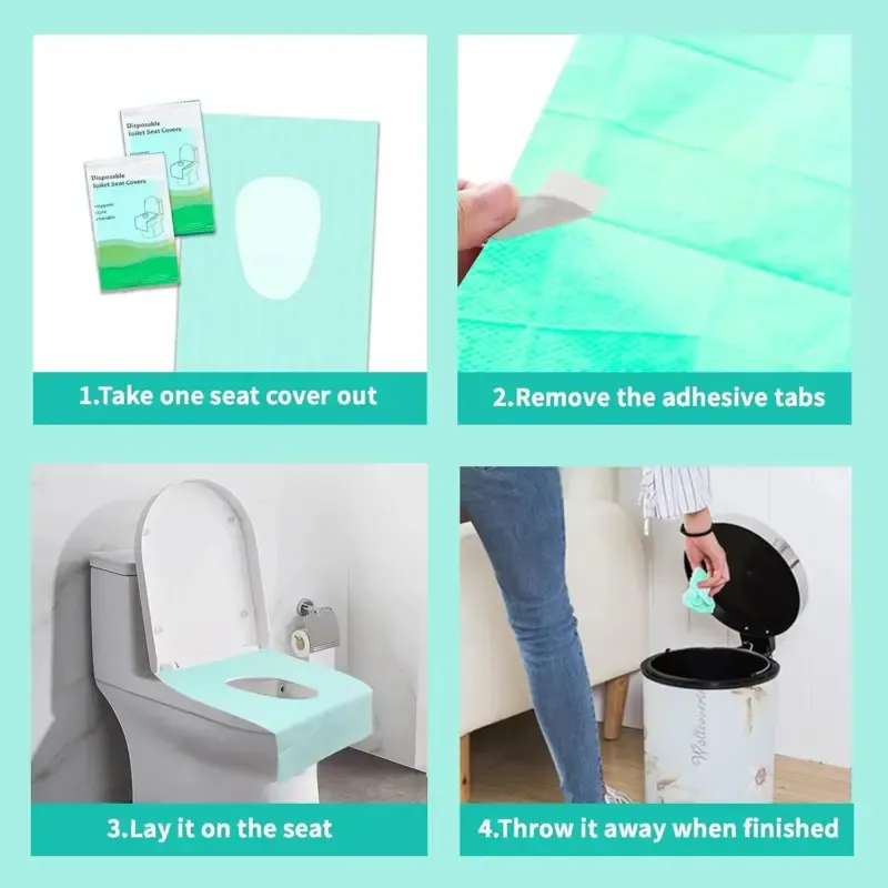 Disposable Toilet Seat Covers (10pcs)- Travel Size Individually Wrapped Seat Protectors for Public Restrooms., Toilet Lid Covers For Bathroom, Single-Use Toilet Lid & Tank Covers
