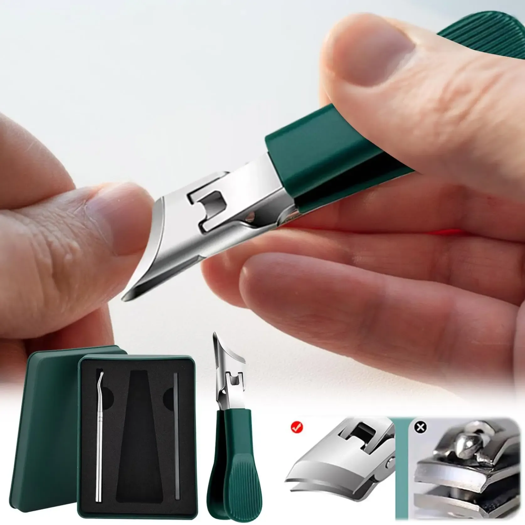 Three Sets of Eagle Beak Beveled Nail Clippers - Wide Jaw Opening Anti-Splash Slanted Nail Clipper, 25 Degree Oblique Nail Clipper, Ingrown Toenail Clippers for Thick Nails for Seniors