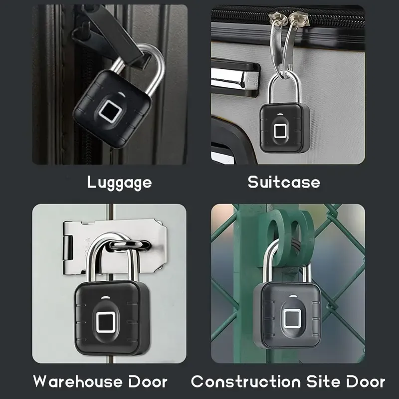 Fingerprint Padlock, Locker Lock, Keyless Padlock Outdoor Fingerprint Lock Combination Gate Locks for Gym Storage