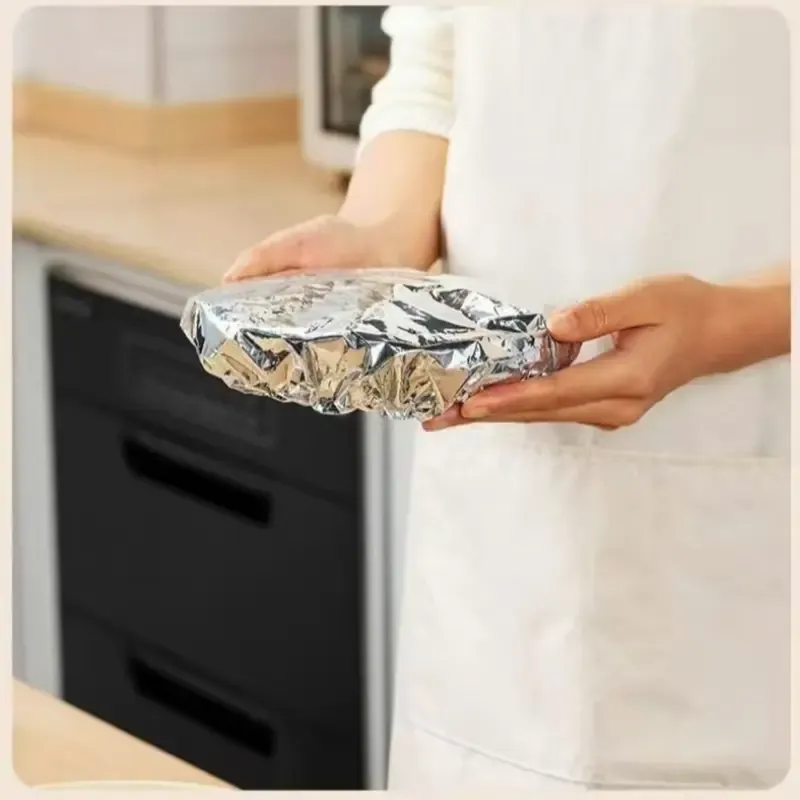 100pcs Reusable Food Grade Aluminum Foil Covers, Safety, Insulated Tableware Lids, Kitchen Freshness, Heat Preservation & Heat Retention, Suitable for Bowls and Plates