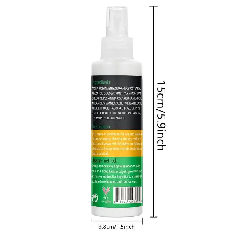 Wig Milk Spray Wig Spray for Synthetic Hair, Leave-In Conditioner Spray for Hair Wigs, Conditioner ＆ Detangler 2 in 1 Moisturize Spray, Hydrates & Replenishes Synthetic Wigs Easy Combing (3.4 fl oz)