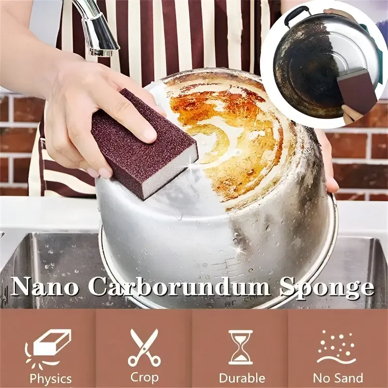5 Pack Magic Emery Cleaning Sponge Rust Remover for Kitchen Pots Powerful Decontamination Tool Versatile Household Cleaning Gadget