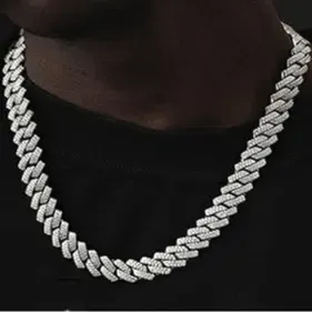 Iced Out Cuban Link Chain for Men, Silver Plated Hip Hop Diamonds Necklace - Streetwear Jewelry, Cool Gifts for Guys, Men's Accessories, Accessories Adults