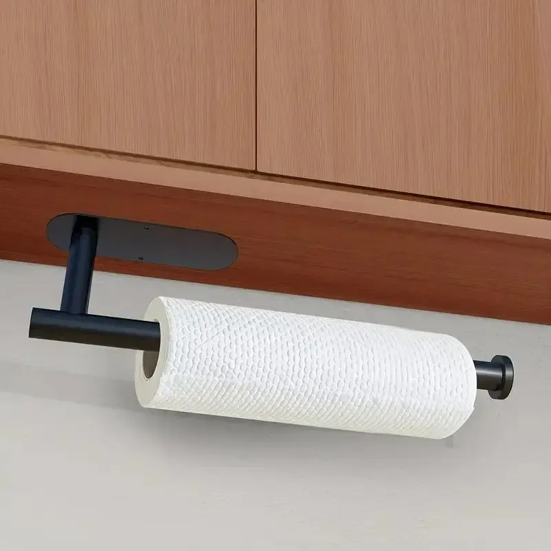 Small Space Organizer, 1 pcs Wall-Mounted No-Drill Paper Towel Holder, Tissue Dispenser, Space-Saving Kitchen Organizer, Bath Storage Holder, Stainless Steel Bathroom Accessory PICKS
