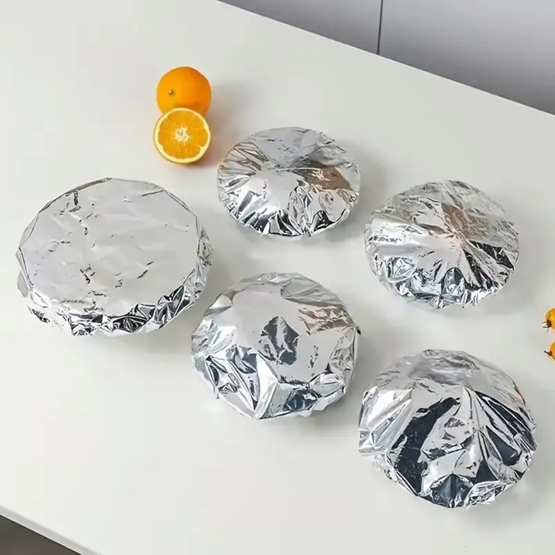 100pcs Reusable Food Grade Aluminum Foil Covers, Safety, Insulated Tableware Lids, Kitchen Freshness, Heat Preservation & Heat Retention, Suitable for Bowls and Plates