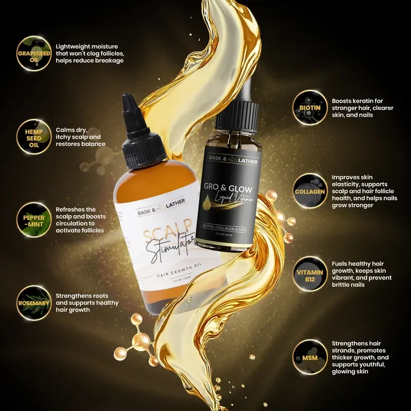 Scalp Stimulator Hair Growth Oil - Lightweight Rosemary & Mint Blend for Thicker, Fuller Hair, Alopecia Support & Hair Regrowth