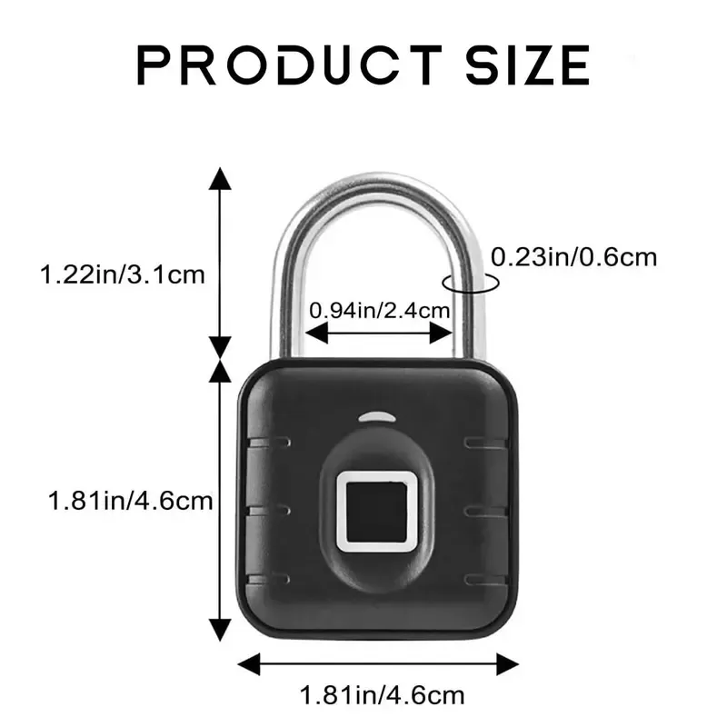 Fingerprint Padlock, Locker Lock, Keyless Padlock Outdoor Fingerprint Lock Combination Gate Locks for Gym Storage