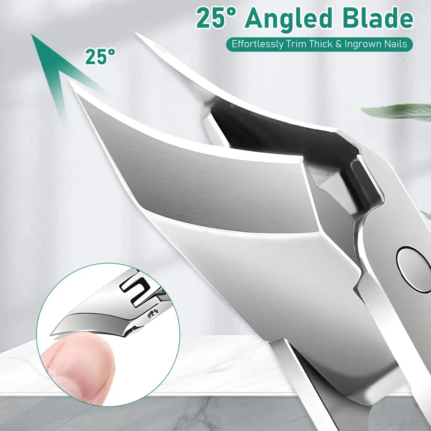 Three Sets of Eagle Beak Beveled Nail Clippers - Wide Jaw Opening Anti-Splash Slanted Nail Clipper, 25 Degree Oblique Nail Clipper, Ingrown Toenail Clippers for Thick Nails for Seniors