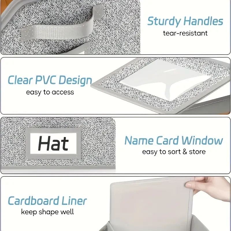 Stackable Hat Storage Boxes for Baseball Caps, Holds Up to 24 Hats, Durable Cardboard Box for Men, Classic Style, Wardrobe Organizer