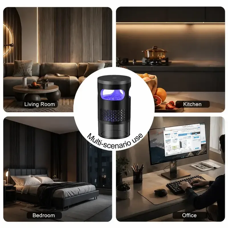 Indoor LED Mosquito Trap - Quiet Non-Zapper with Effective Suction, UV Light - Catches Fruit Flies, Gnats, Moths for Home Use