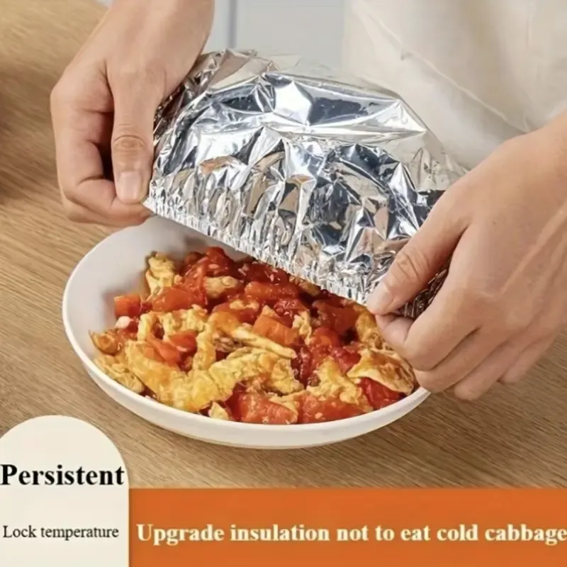 100pcs Reusable Food Grade Aluminum Foil Covers, Safety, Insulated Tableware Lids, Kitchen Freshness, Heat Preservation & Heat Retention, Suitable for Bowls and Plates