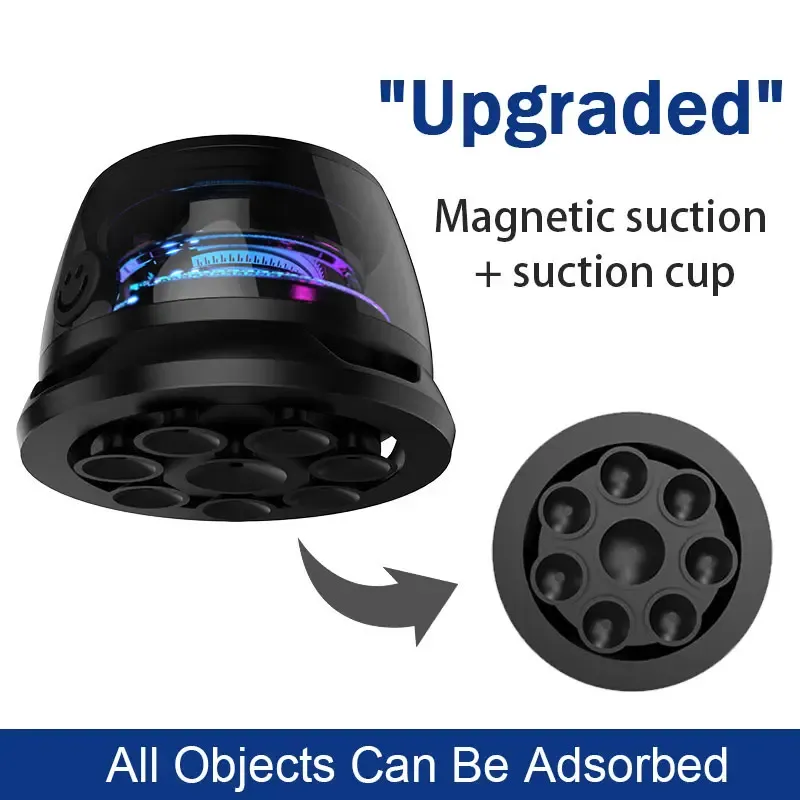 CircuiLiving G200 Compact Portable Magnetic-Suction Cup Bluetooth Speaker - IPX4 Waterproof, RGB Lights, TWS Stereo Surround Sound, Smartphone Holder, Suitable for Outdoor & Car Use, Compatible with iPhone & Android, Ideal Gift