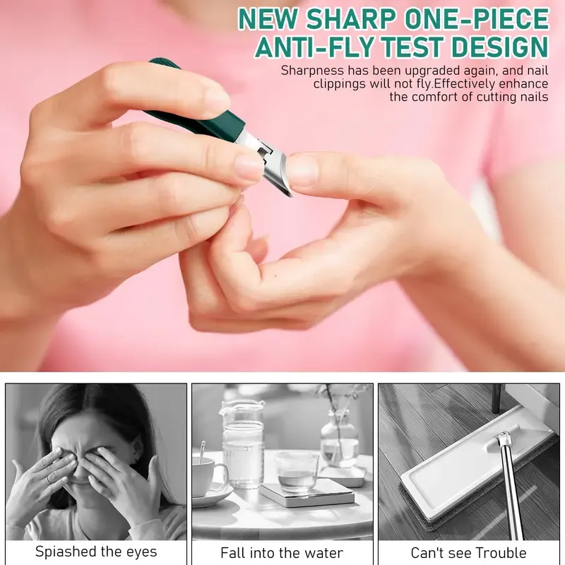 Three Sets of Eagle Beak Beveled Nail Clippers - Wide Jaw Opening Anti-Splash Slanted Nail Clipper, 25 Degree Oblique Nail Clipper, Ingrown Toenail Clippers for Thick Nails for Seniors