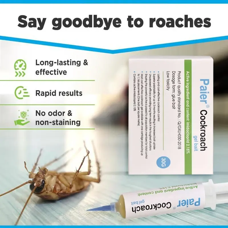 Indoor Cockroach Exterminator, Insect Repellent, 1 tubes x 30g, 1 plungers and 2 tips, German Cockroach Pest Control, Can be used indoors and outdoors, Cockroach Killing Gel for American Cockroaches, German Cockroaches and other major cockroach species