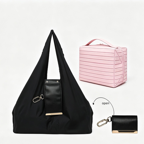 Foldable Keychain Bag Reusable Grocery Bags for Shopping Foldable & Expandable Handbag with Key Ring for Travel Daily Use Organiser Matches cosmetic bags for daily outings