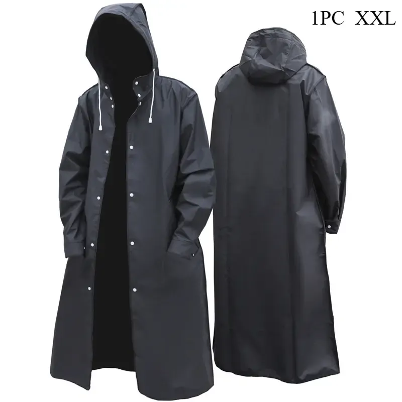 Unisex Eva Waterproof Rainproof Raincoat, Stylish Long Hooded Rain Jacket, Perfect for Strolls in the Rain, Rainy Days, Rainy Season