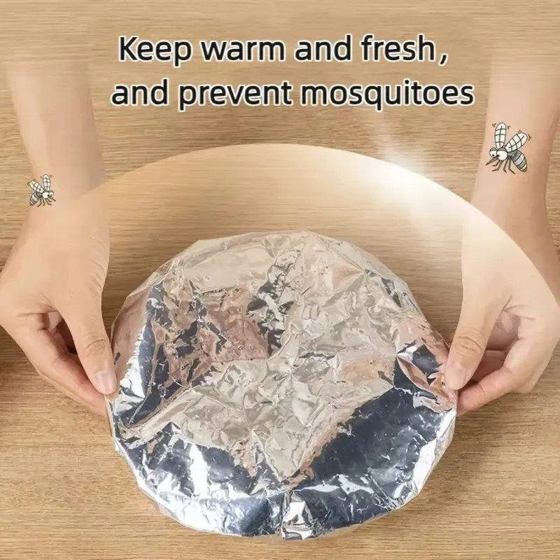 100pcs Reusable Food Grade Aluminum Foil Covers, Safety, Insulated Tableware Lids, Kitchen Freshness, Heat Preservation & Heat Retention, Suitable for Bowls and Plates