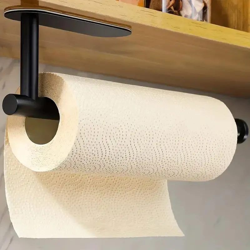 Small Space Organizer, 1 pcs Wall-Mounted No-Drill Paper Towel Holder, Tissue Dispenser, Space-Saving Kitchen Organizer, Bath Storage Holder, Stainless Steel Bathroom Accessory PICKS