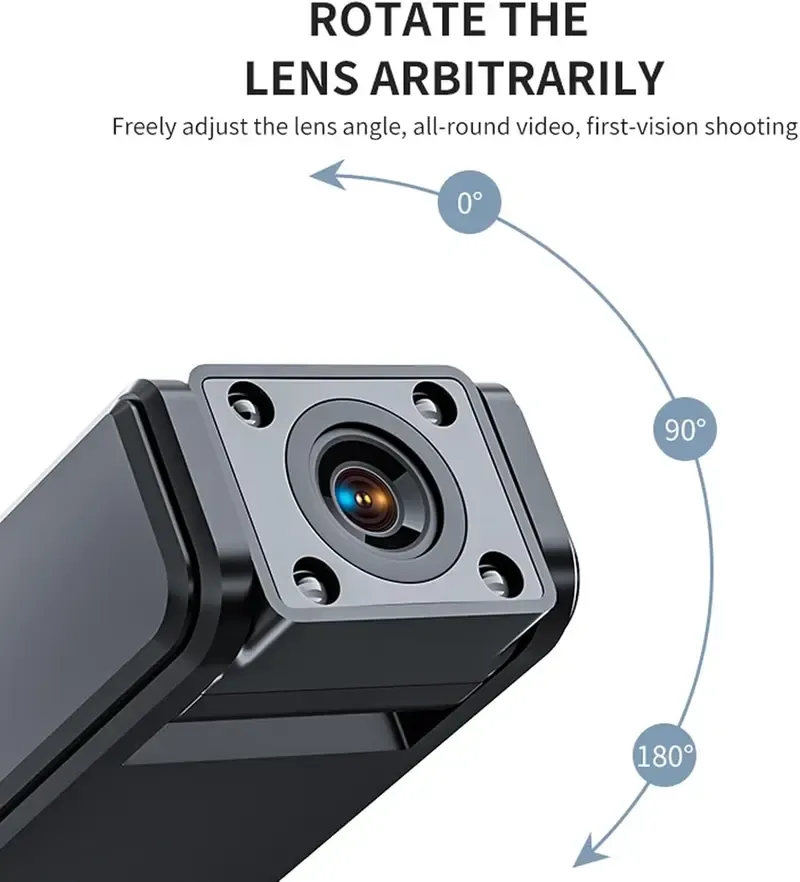 Wireless Vlog Body Camera With 16G SD Card, 1080P Camcorder, Wearable Body Cam with Night-Vision & 180° Rotation Lens, Portable Sport DV Camcorder for Outdoor Sport Skiing Cycling Hiking（No APP）