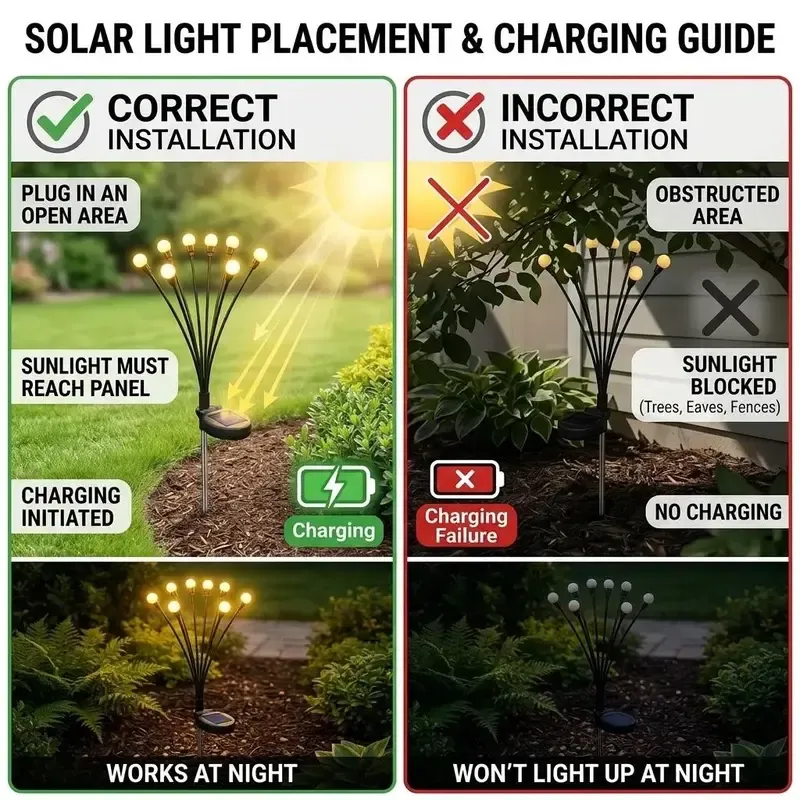 Outdoor Solar Firefly LED Lights - 4 Pack Waterproof Garden Stake Decorative Lamps with Auto Dusk-to-Dawn Glow, 32 LEDs for Curb Appeal, Whimsy Decor, Mood Lighting & LED Pathway Lighting,dorm essentials,home decor,home essentials,camping essentials