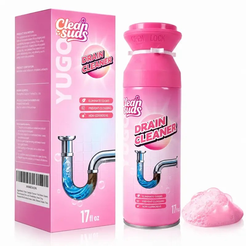 Foaming Drain Opener  Alcohol Free Mousse Foam, Scented Cleaning Products Unclogs Sinks, Kitchen Drains, Bathtubs, Odor Neutralizer, 24 Month Shelf Life, Household Cleaning Supplies