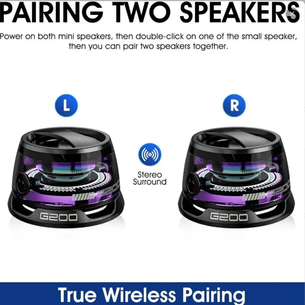 Magnetic Mini Bluetooth Speaker, G200 5W miniSpeakers Wireless with Bluetooth 5.3, RGB LightGame Mode,7h playtimeaytime,