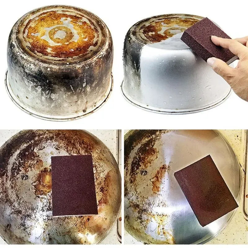 5 Pack Magic Emery Cleaning Sponge Rust Remover for Kitchen Pots Powerful Decontamination Tool Versatile Household Cleaning Gadget