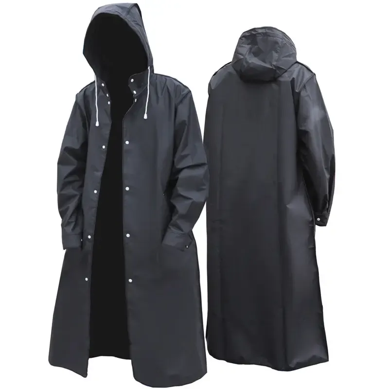 Unisex Eva Waterproof Rainproof Raincoat, Stylish Long Hooded Rain Jacket, Perfect for Strolls in the Rain, Rainy Days, Rainy Season