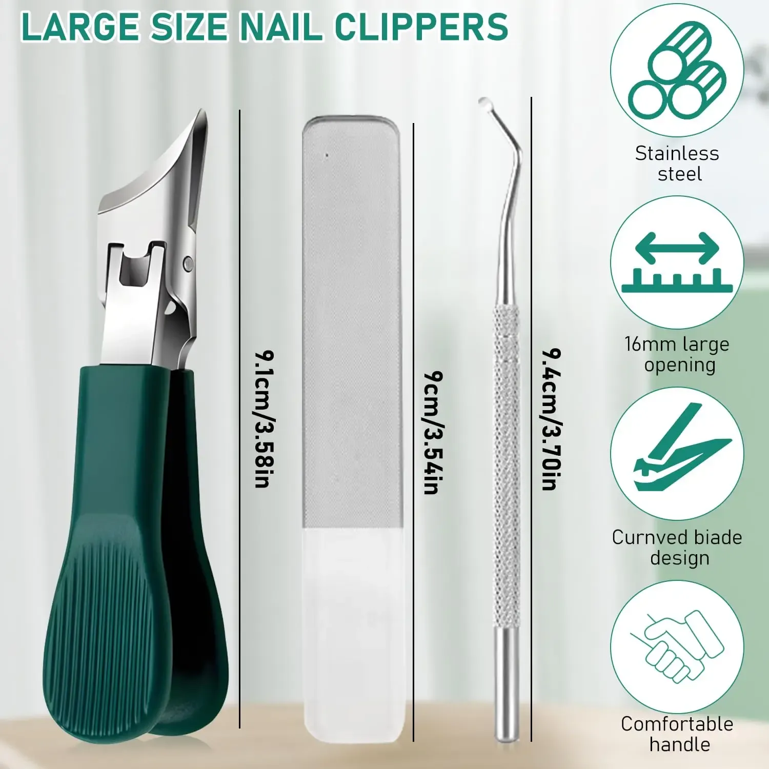 Three Sets of Eagle Beak Beveled Nail Clippers - Wide Jaw Opening Anti-Splash Slanted Nail Clipper, 25 Degree Oblique Nail Clipper, Ingrown Toenail Clippers for Thick Nails for Seniors