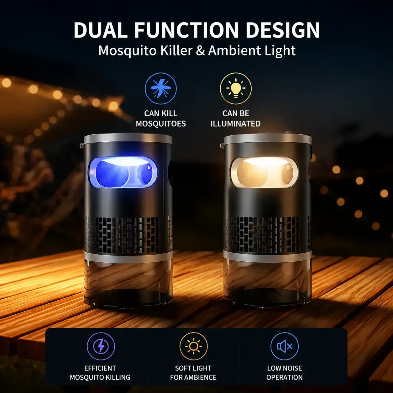 Indoor LED Mosquito Trap - Quiet Non-Zapper with Effective Suction, UV Light - Catches Fruit Flies, Gnats, Moths for Home Use