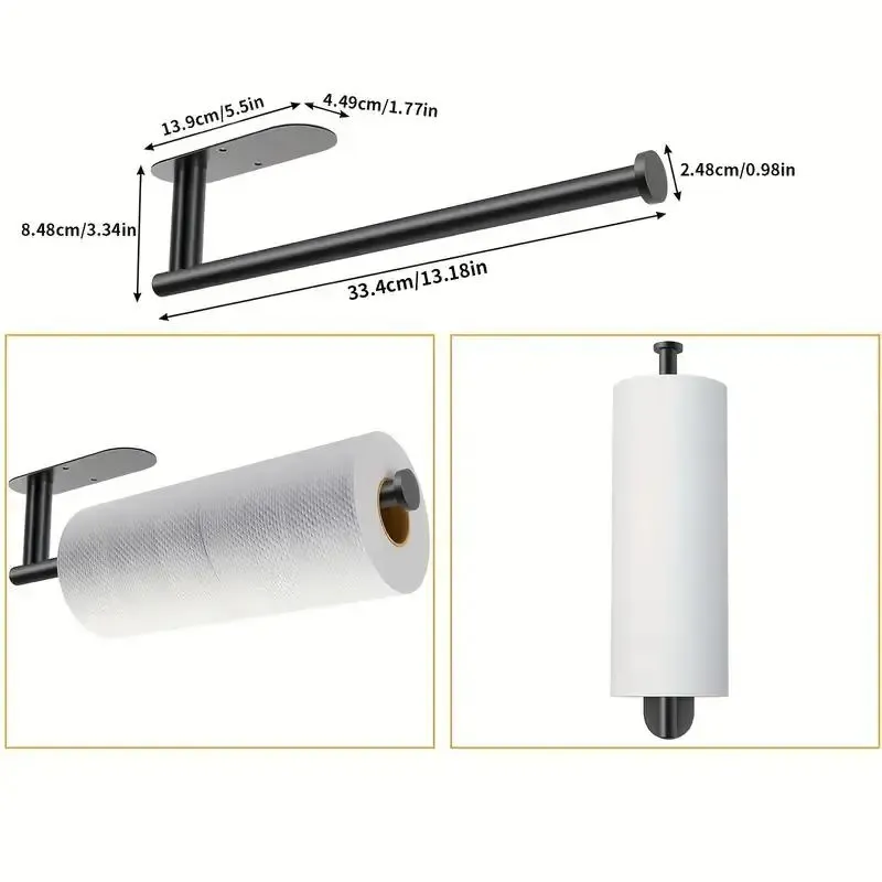Small Space Organizer, 1 pcs Wall-Mounted No-Drill Paper Towel Holder, Tissue Dispenser, Space-Saving Kitchen Organizer, Bath Storage Holder, Stainless Steel Bathroom Accessory PICKS