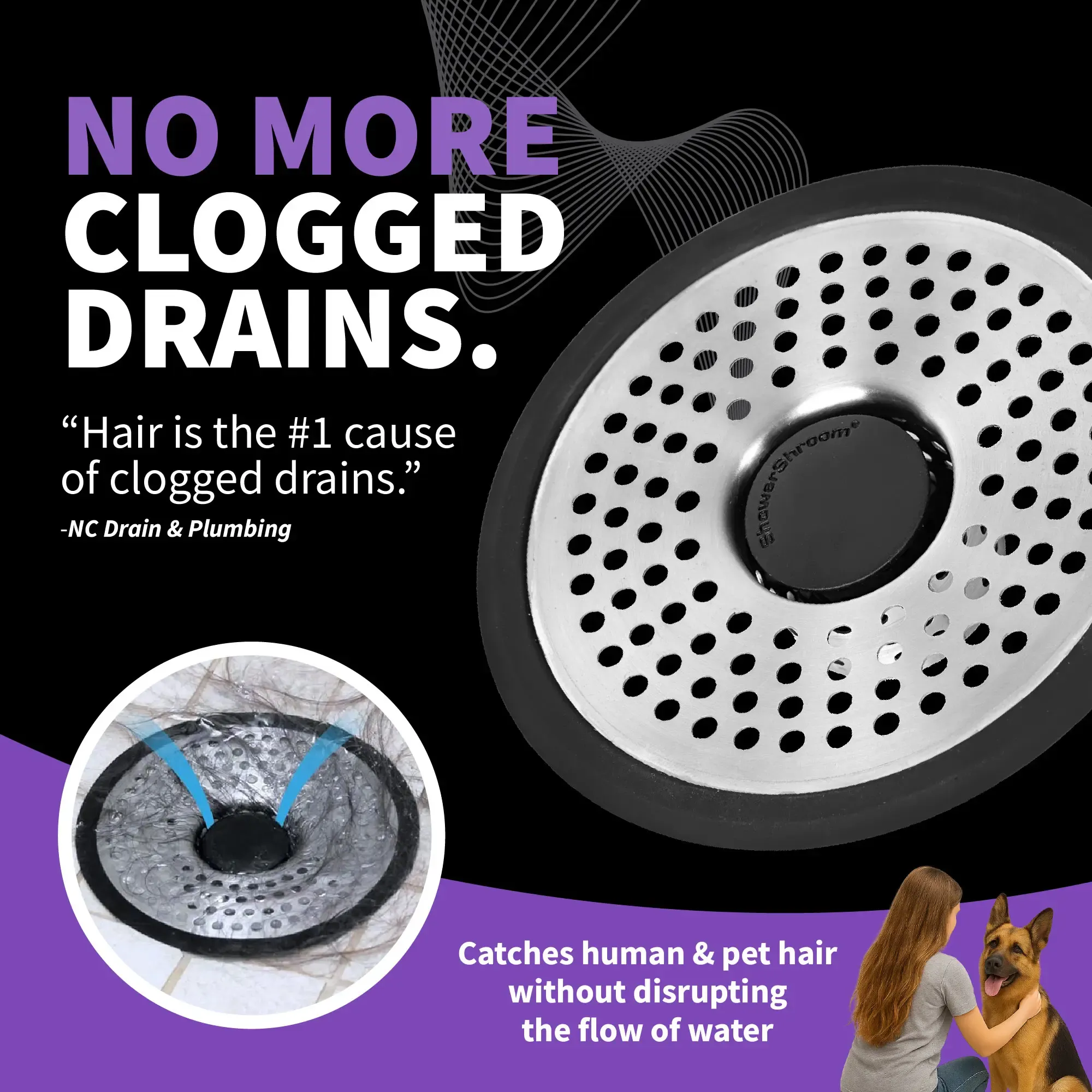 Revolutionary Shower Hair Catcher Drain Protector Bathtub Stainless Steel Wipe Cover